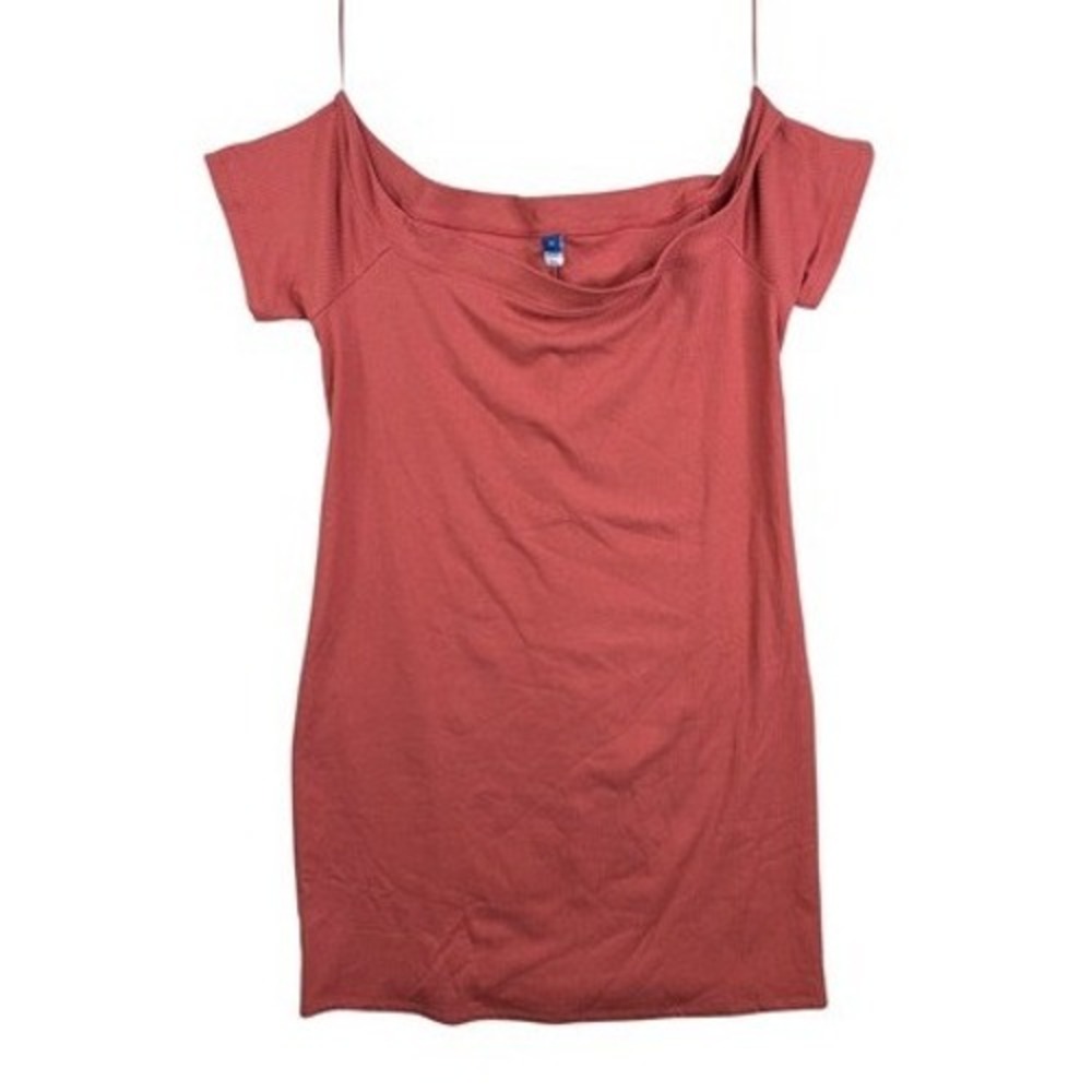 NWT Old Navy Womens Off The Shoulder Ribbed Mini Dress Size 2X Peach Red